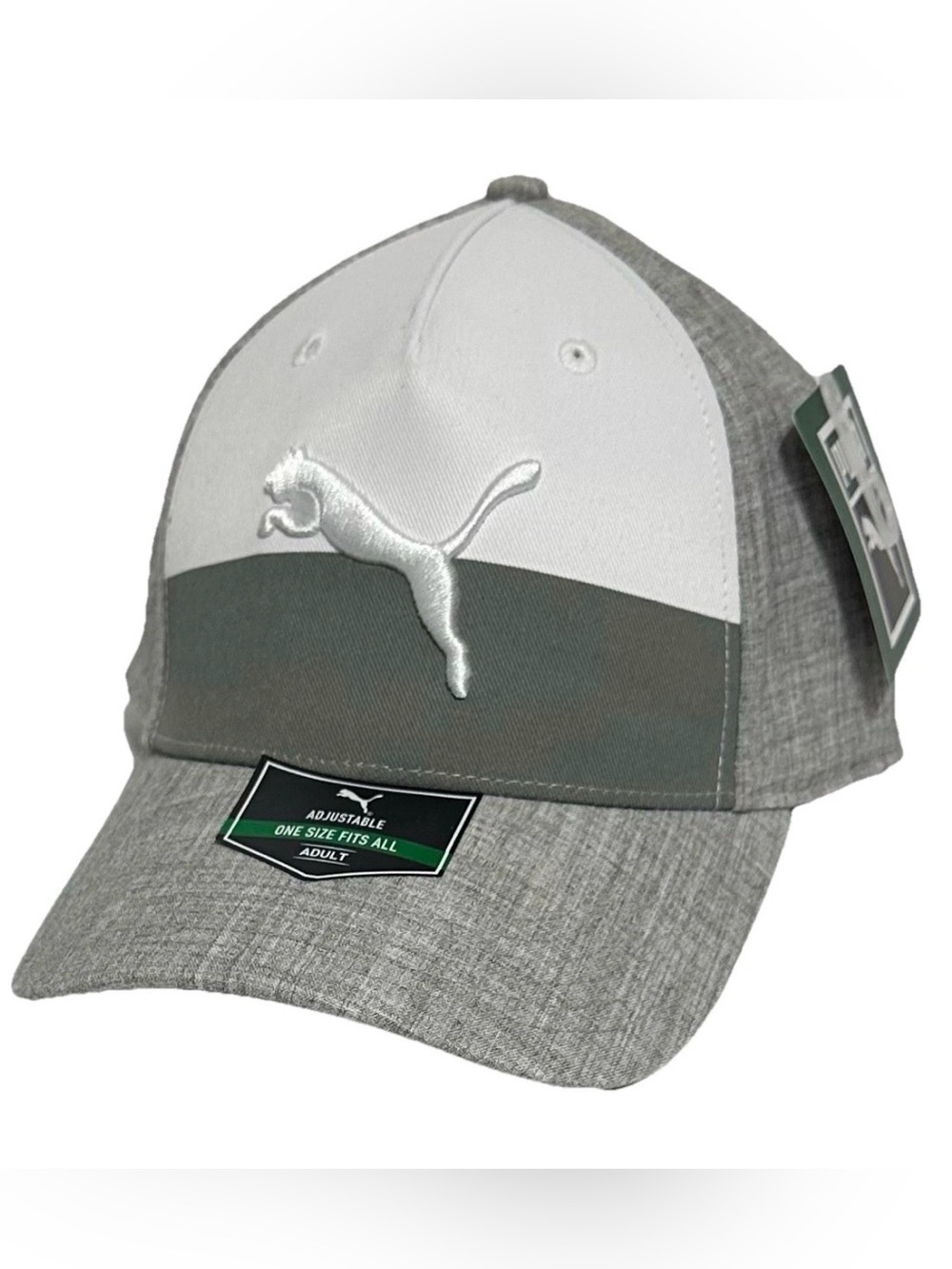 Puma Men's Polyester Baseball Cap - Heather Gray/White- Snap Back One Size